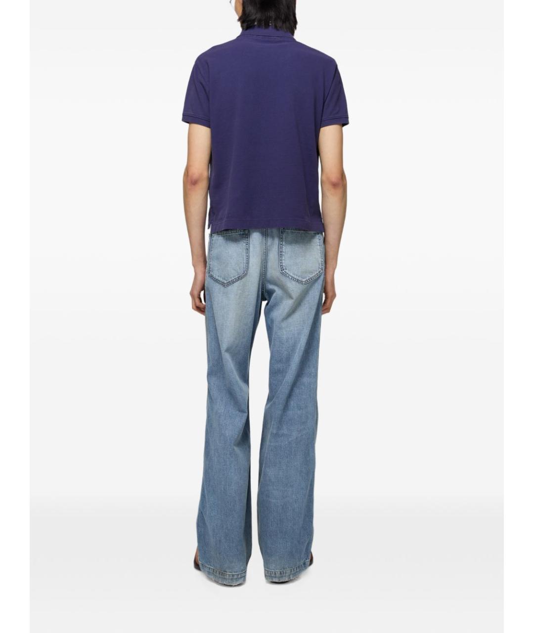 ACNE STUDIOS Синее хлопковое поло с коротким рукавом, фото 3