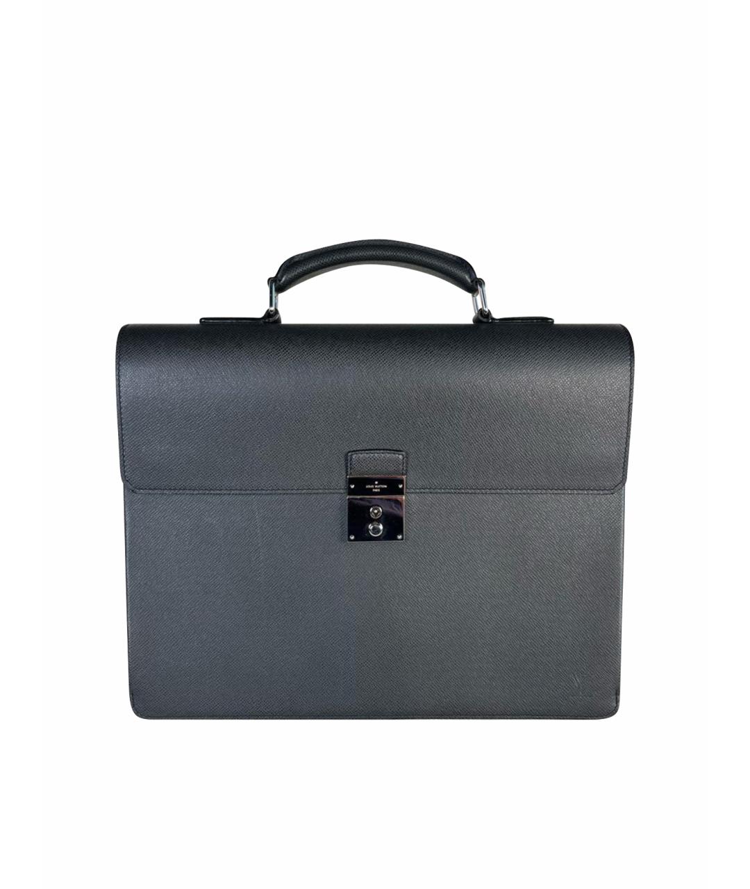 LOUIS VUITTON Антрацитовый кожаный портфель, фото 1
