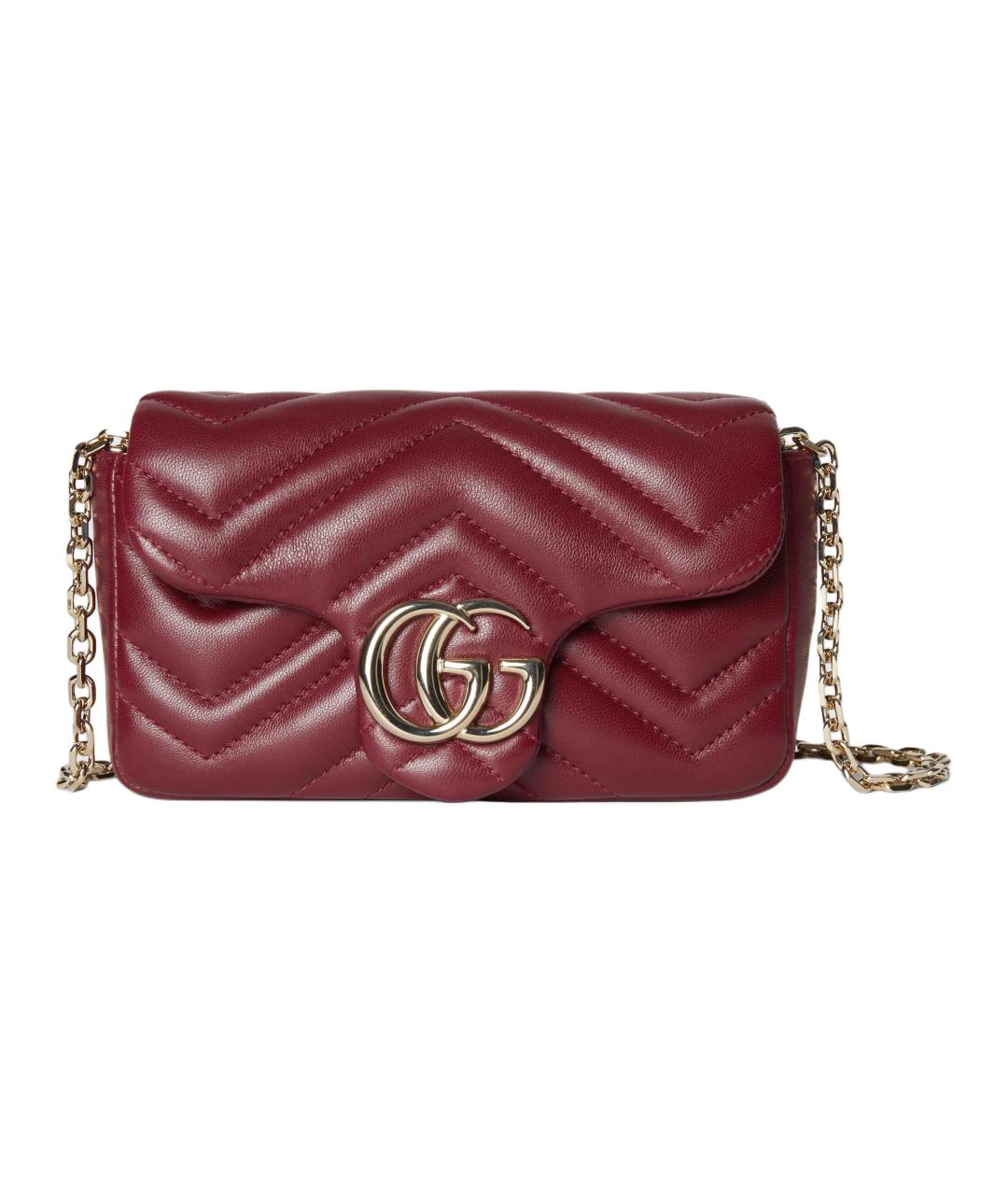 GUCCI Бордовая кожаная сумка через плечо, фото 1
