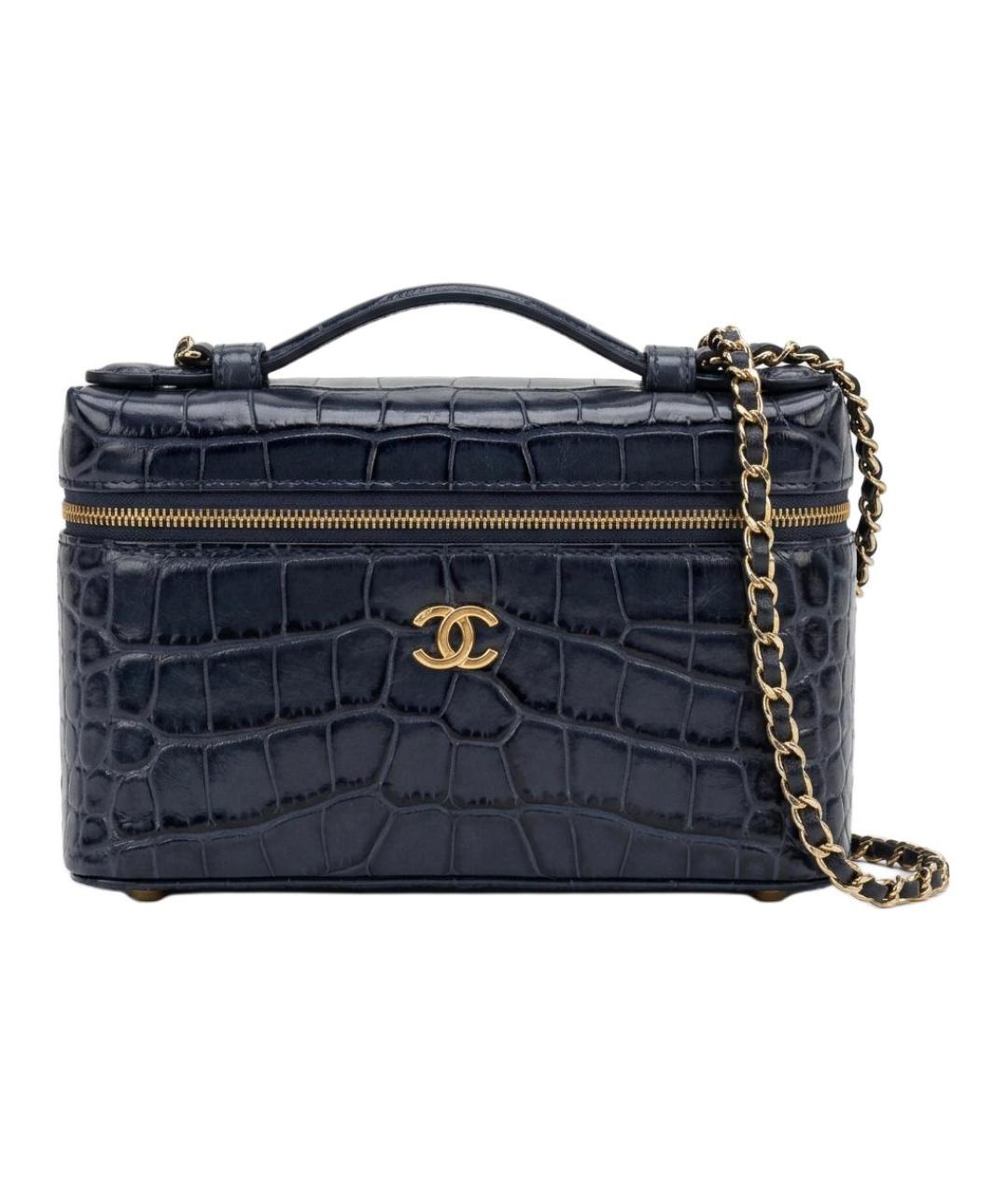 CHANEL Темно-синяя кожаная сумка через плечо, фото 1