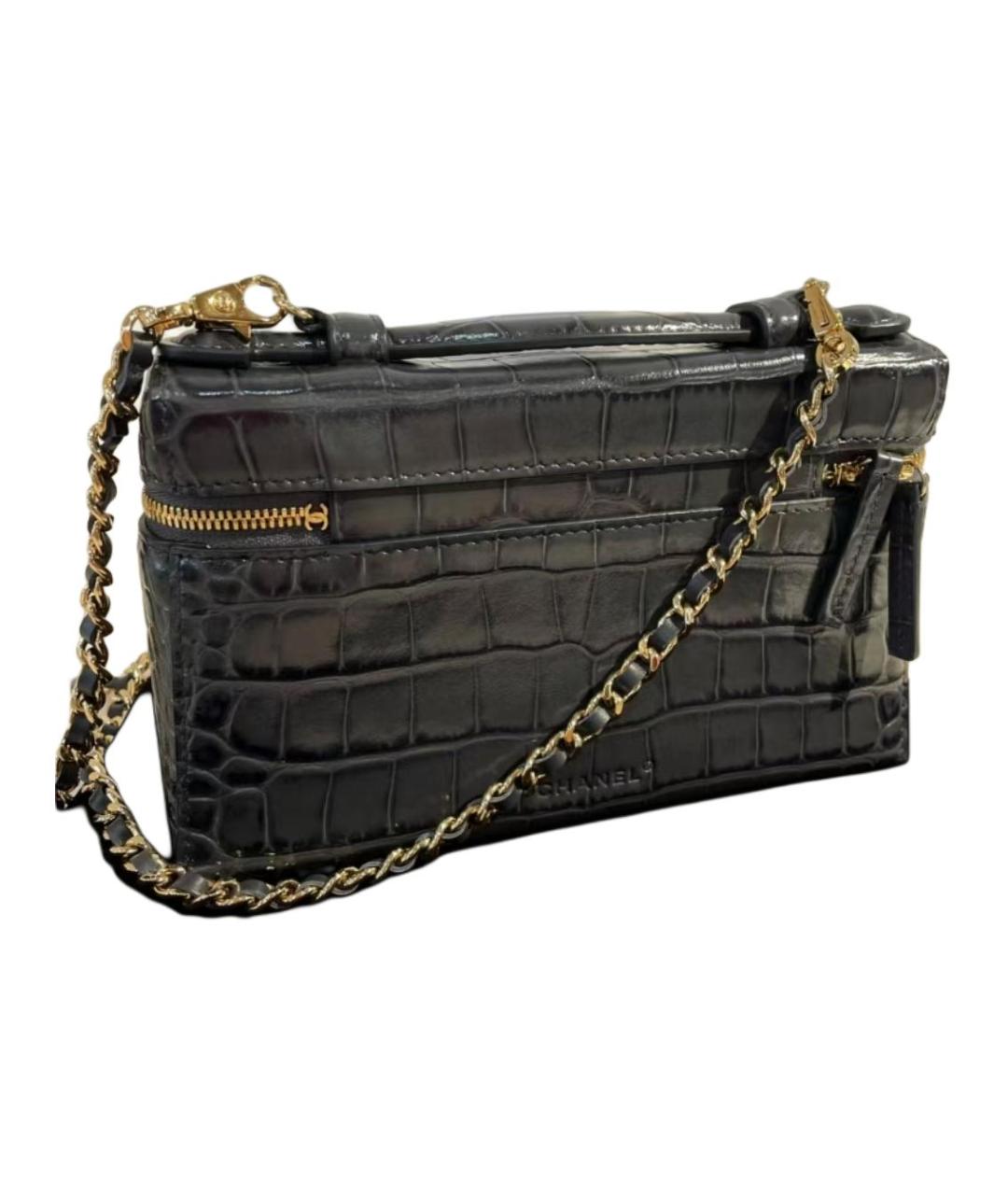 CHANEL Темно-синяя кожаная сумка через плечо, фото 2