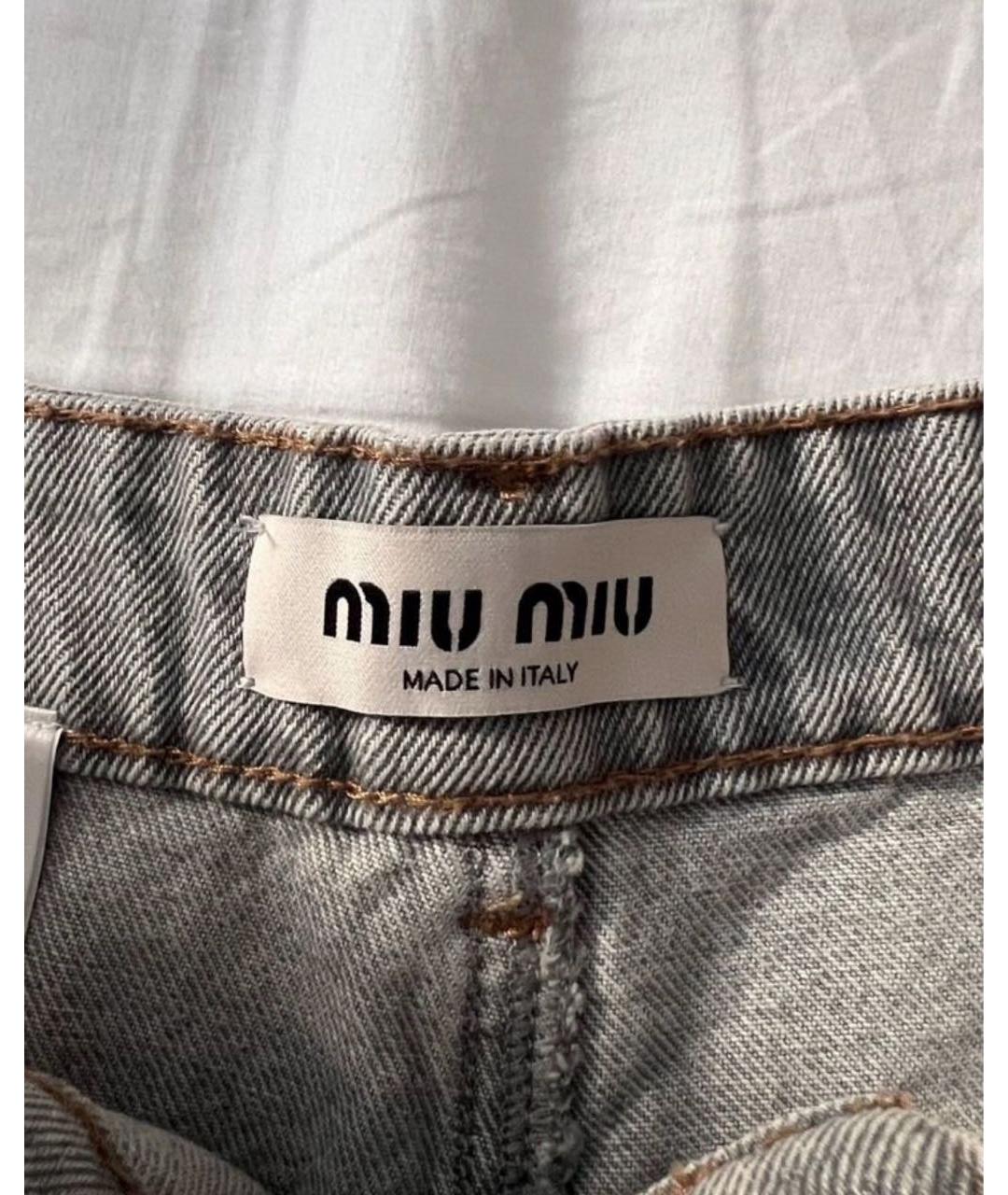 MIU MIU Серые деним шорты, фото 3