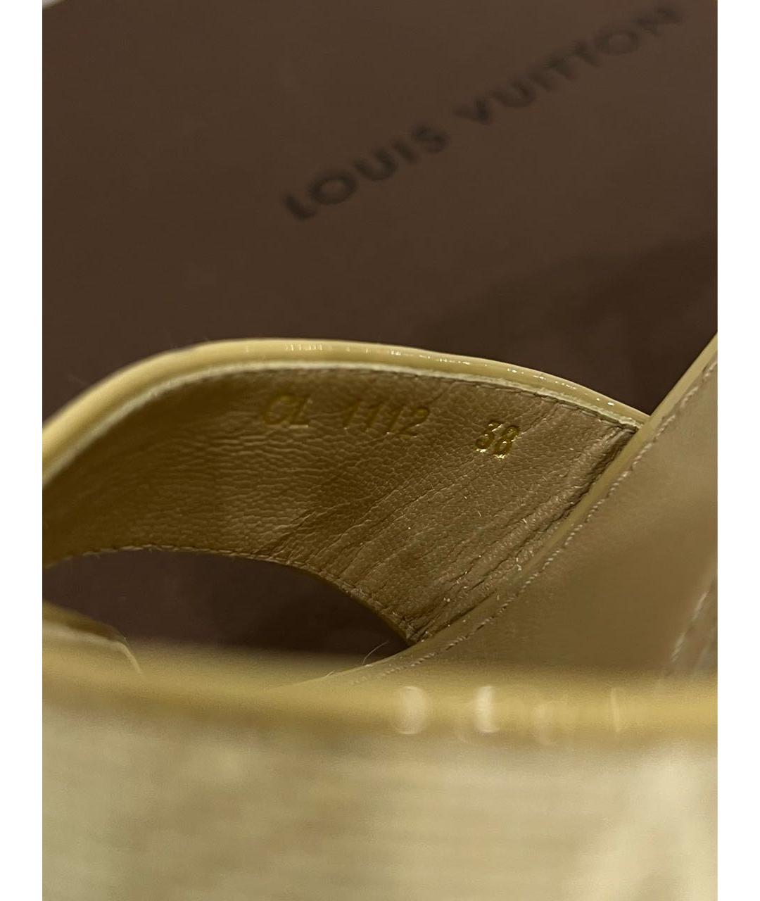 LOUIS VUITTON Бежевые текстильные босоножки, фото 7