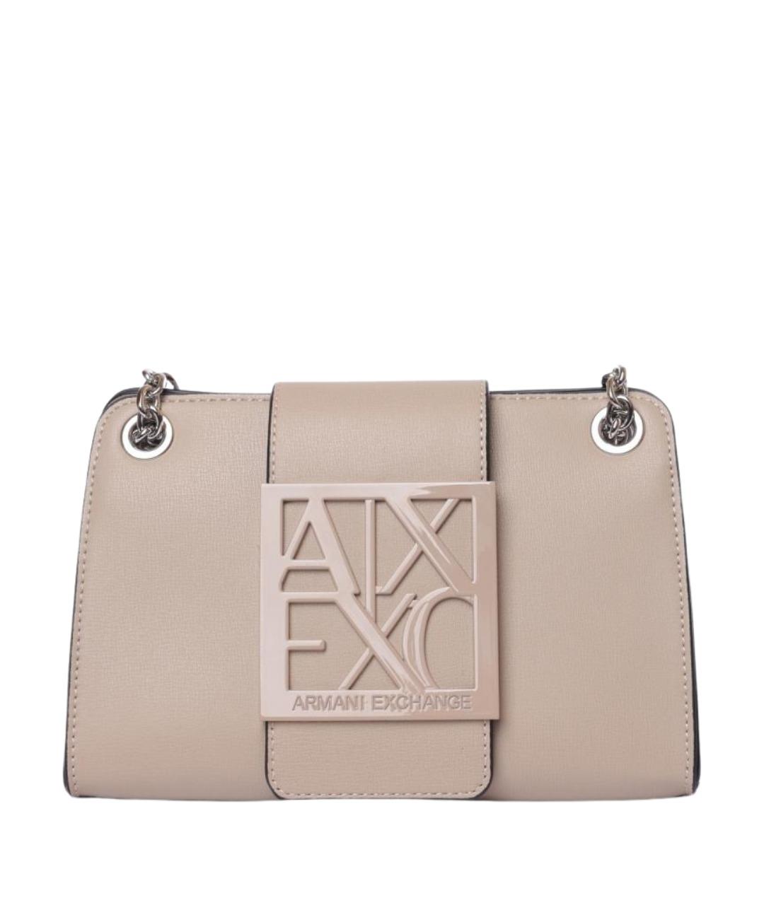ARMANI EXCHANGE Бежевая кожаная сумка через плечо, фото 1