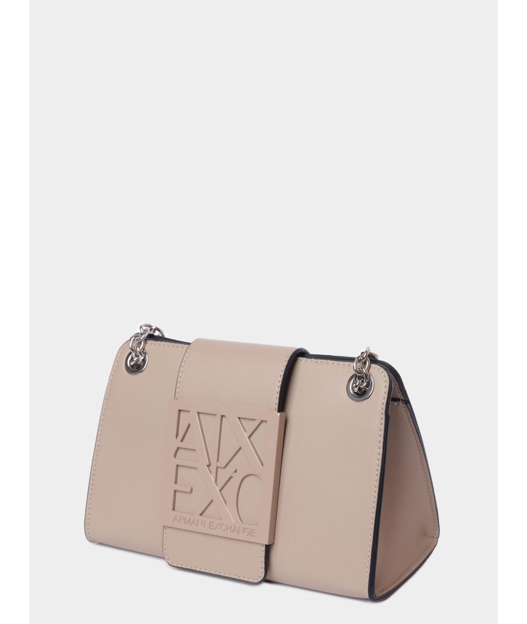 ARMANI EXCHANGE Бежевая кожаная сумка через плечо, фото 2