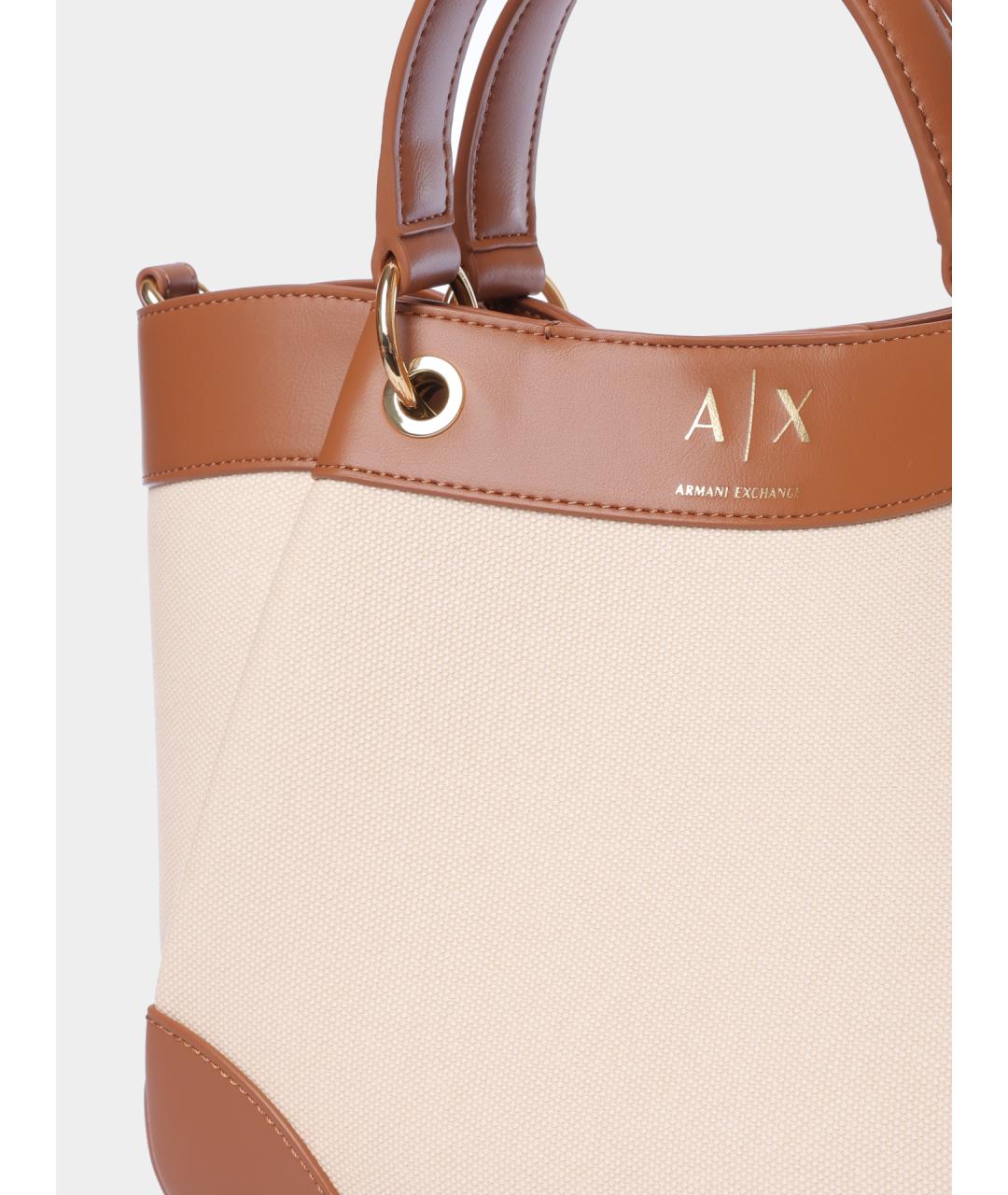 ARMANI EXCHANGE Бежевая тканевая сумка через плечо, фото 3