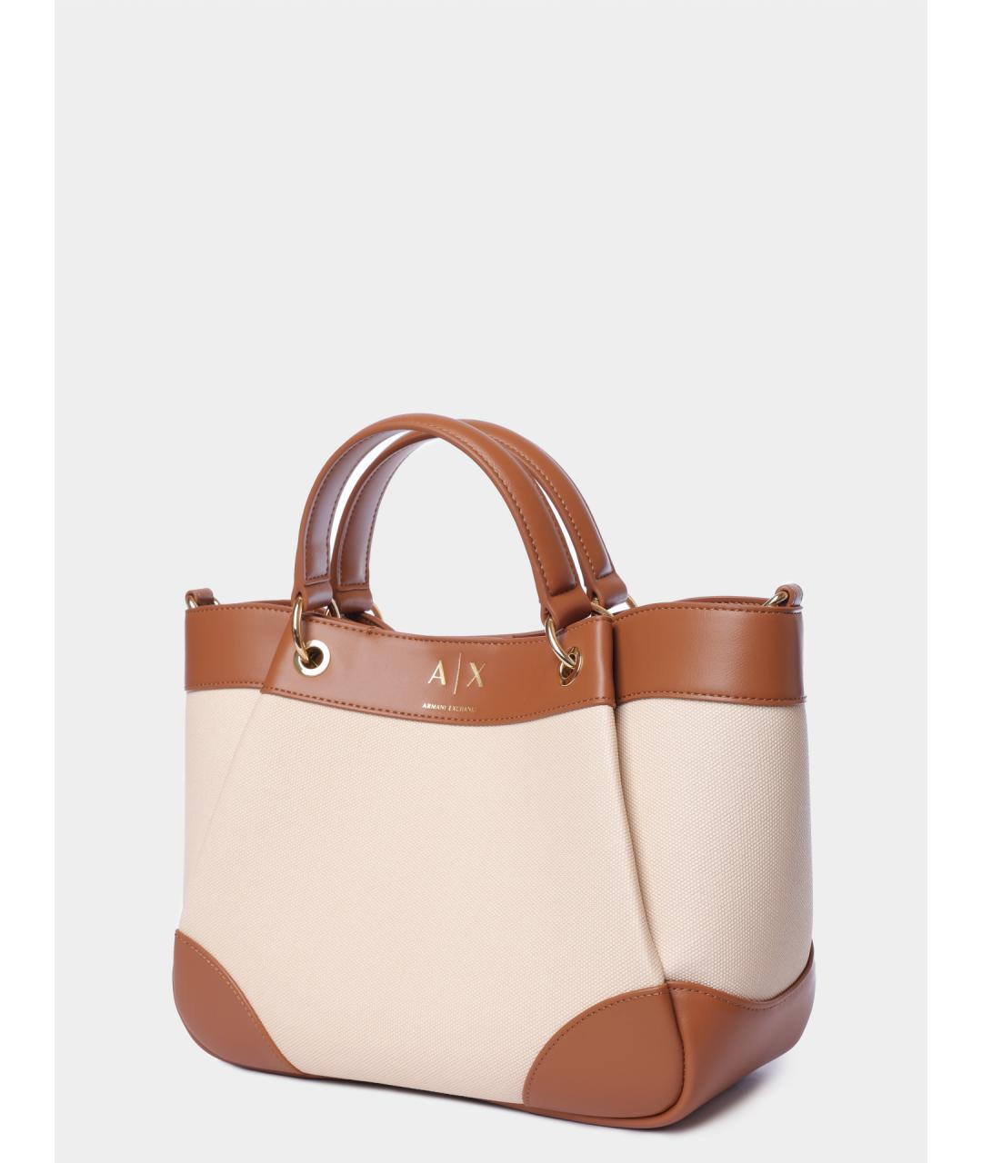 ARMANI EXCHANGE Бежевая тканевая сумка через плечо, фото 2
