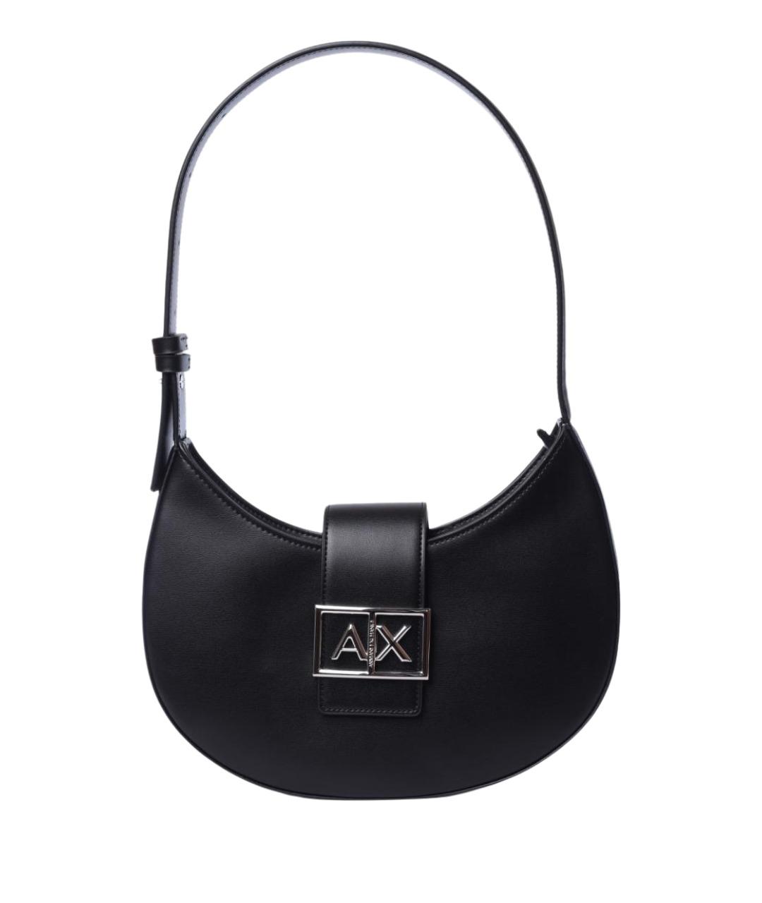 ARMANI EXCHANGE Черная кожаная сумка через плечо, фото 1