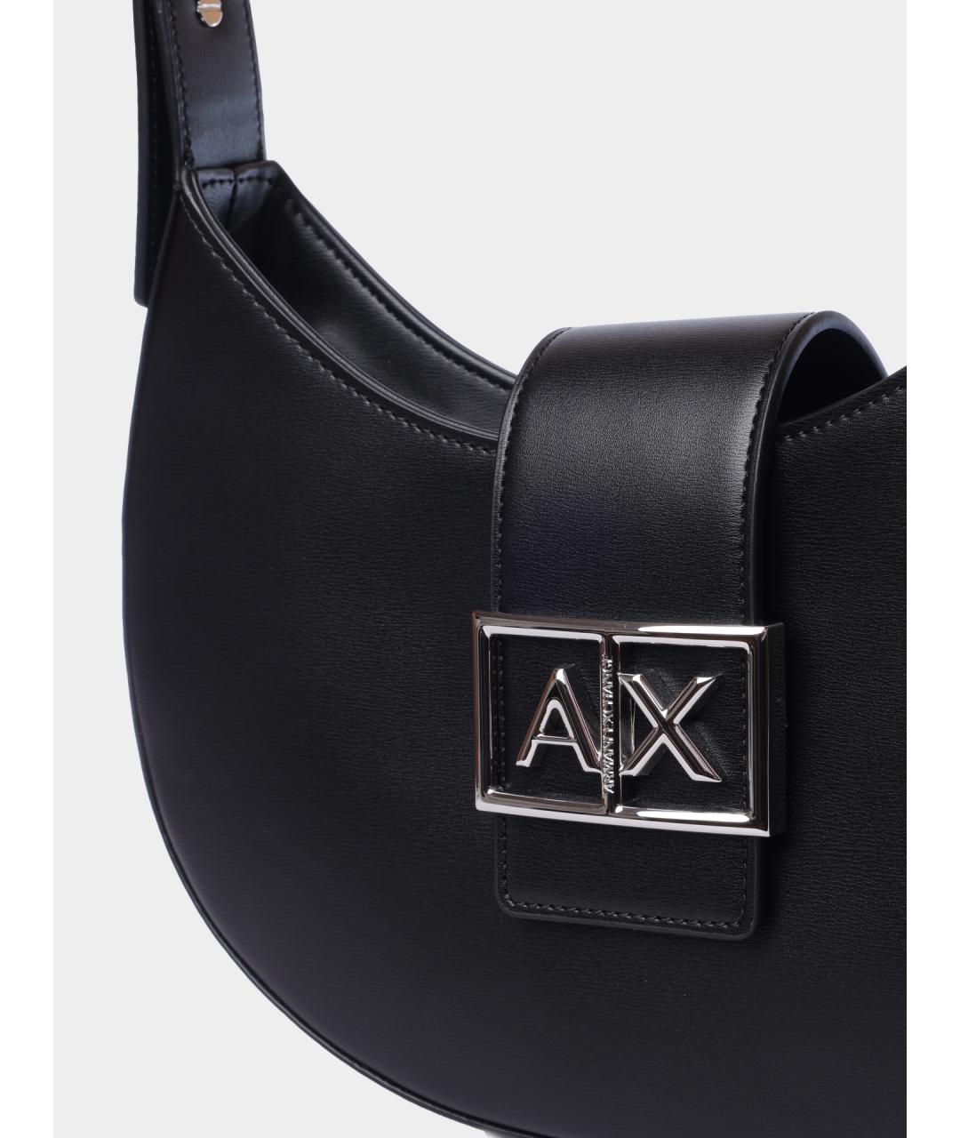 ARMANI EXCHANGE Черная кожаная сумка через плечо, фото 3