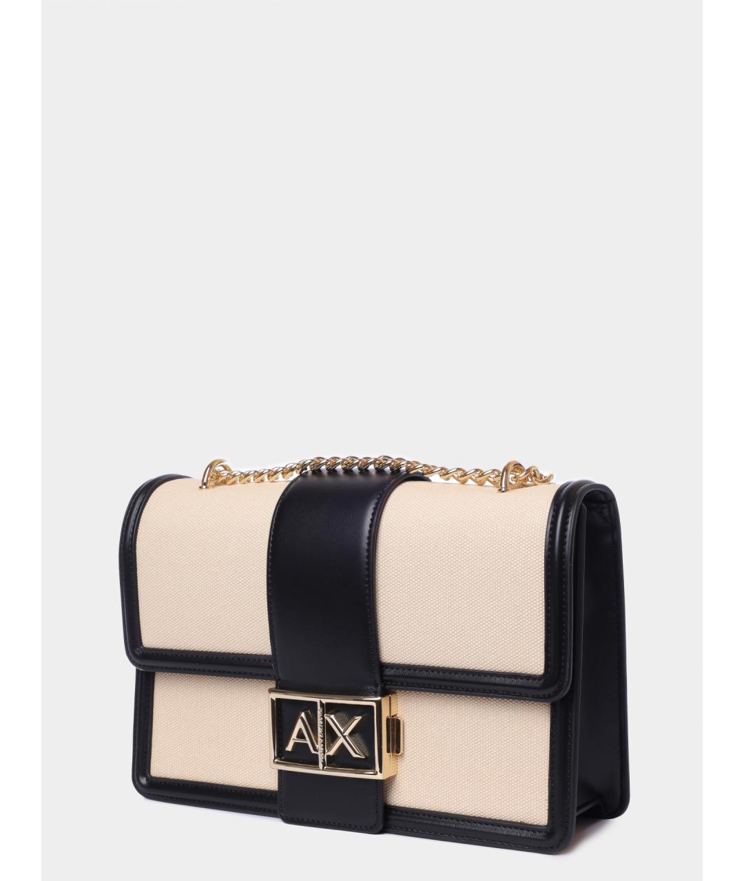 ARMANI EXCHANGE Бежевая тканевая сумка через плечо, фото 2
