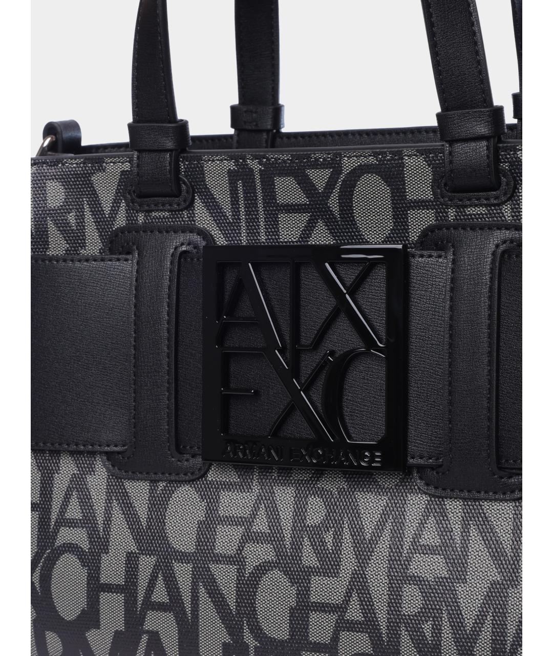 ARMANI EXCHANGE Черная тканевая сумка тоут, фото 3
