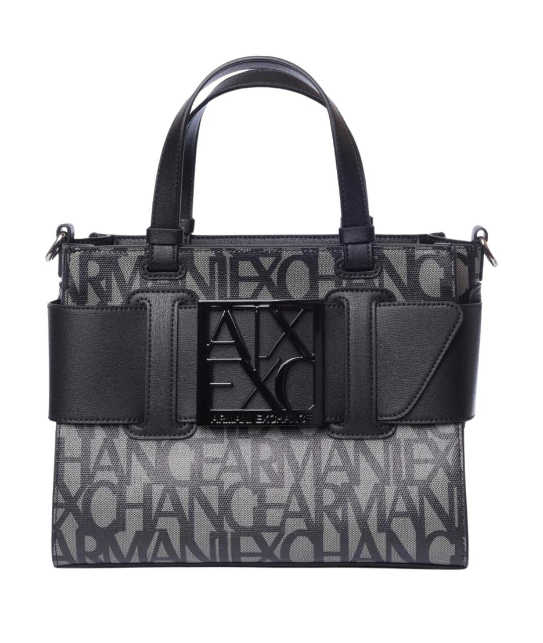 ARMANI EXCHANGE Черная тканевая сумка тоут, фото 1