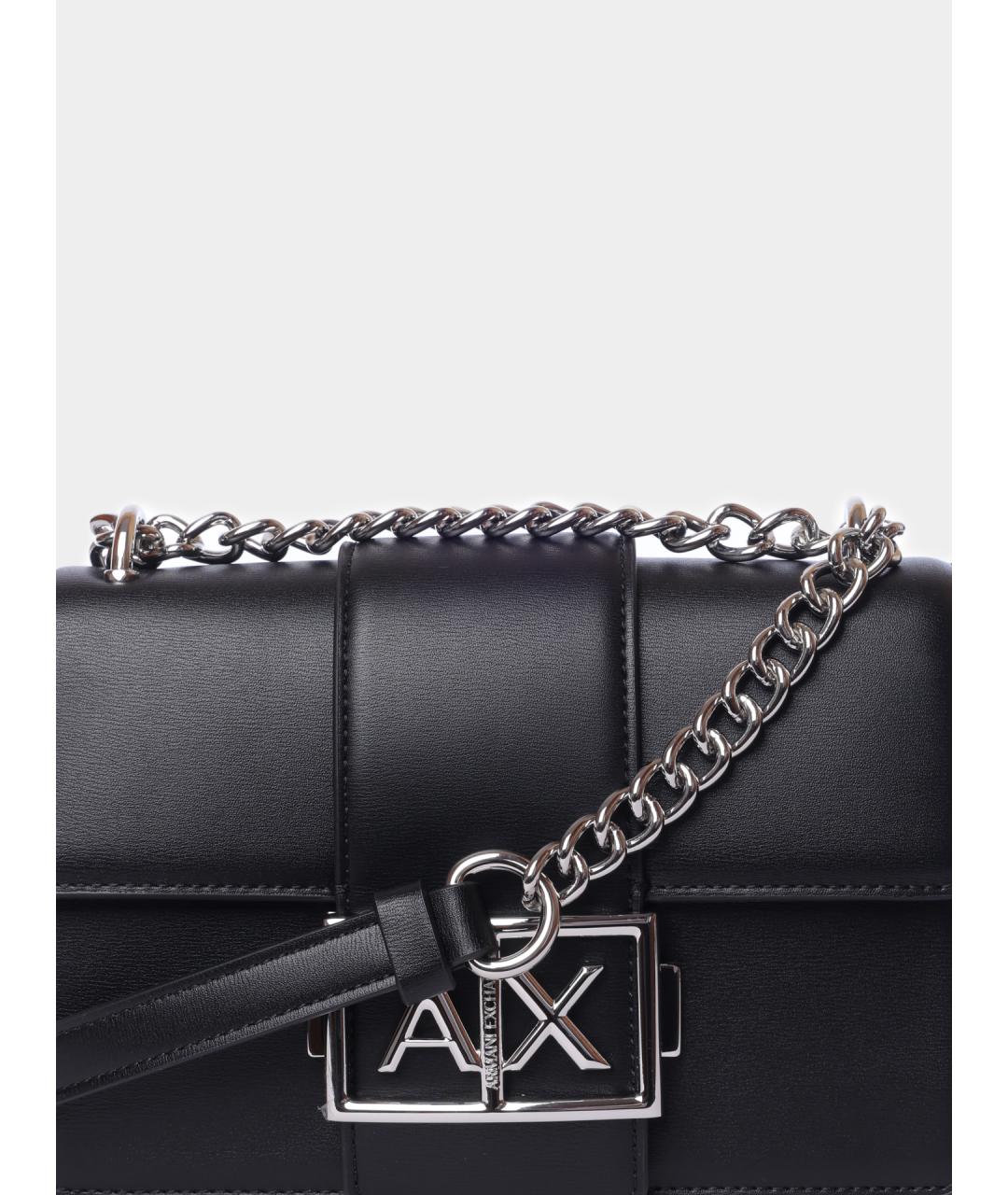 ARMANI EXCHANGE Черная кожаная сумка через плечо, фото 3