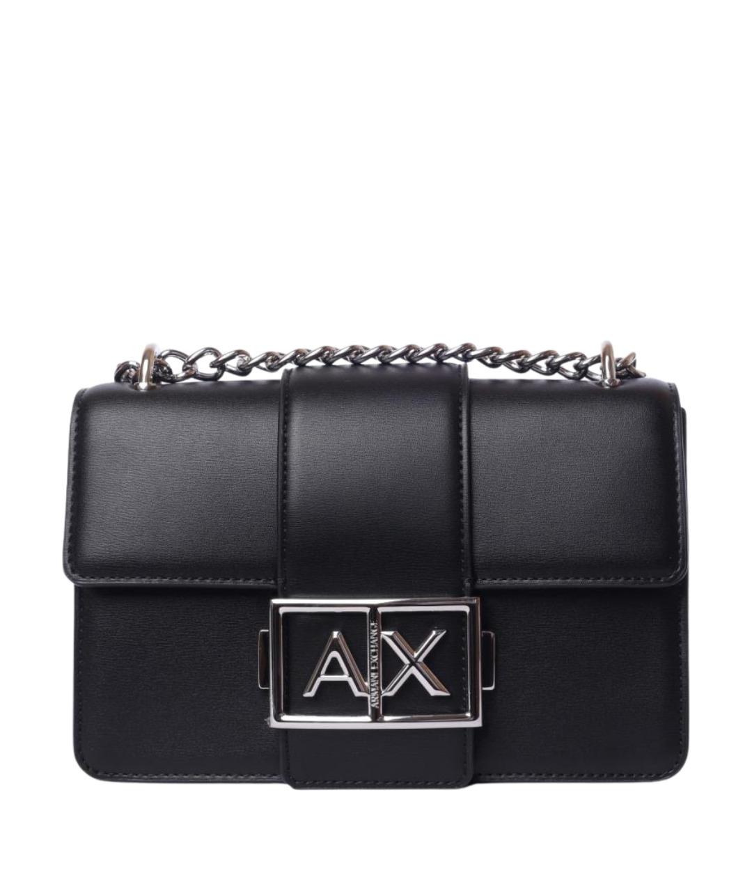 ARMANI EXCHANGE Черная кожаная сумка через плечо, фото 1