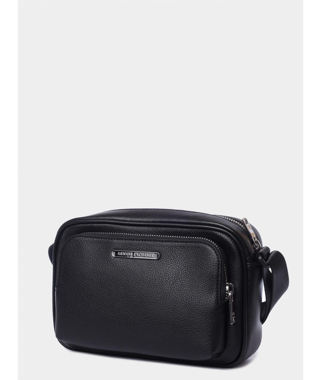 ARMANI EXCHANGE Черная кожаная сумка на плечо, фото 2