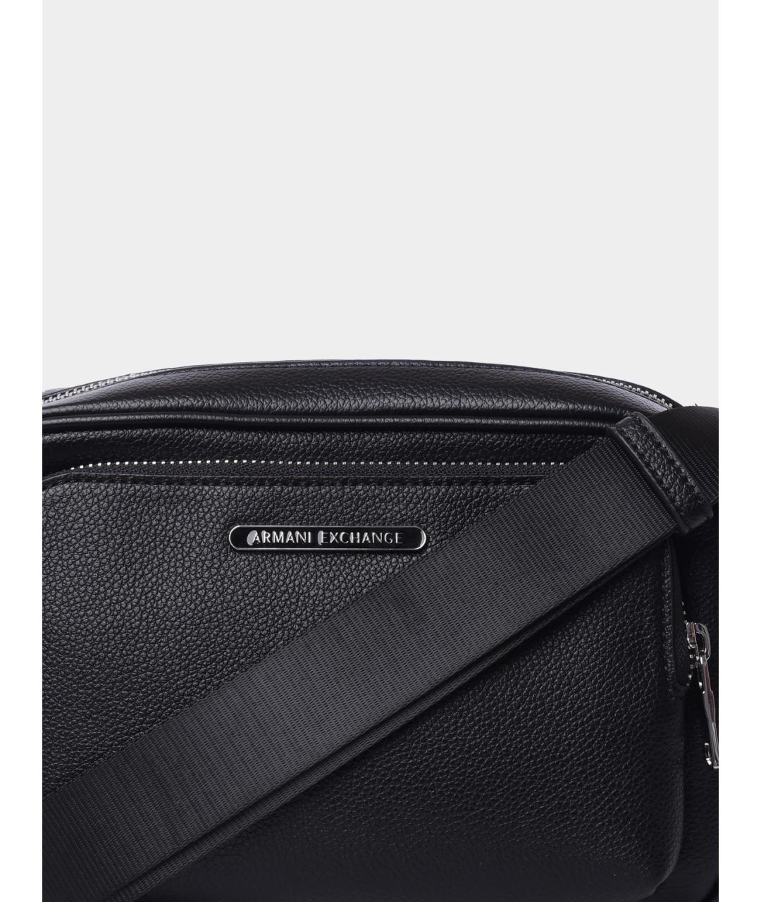 ARMANI EXCHANGE Черная кожаная сумка на плечо, фото 3