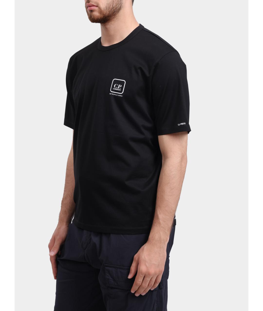 CP COMPANY Черная хлопковая футболка, фото 3