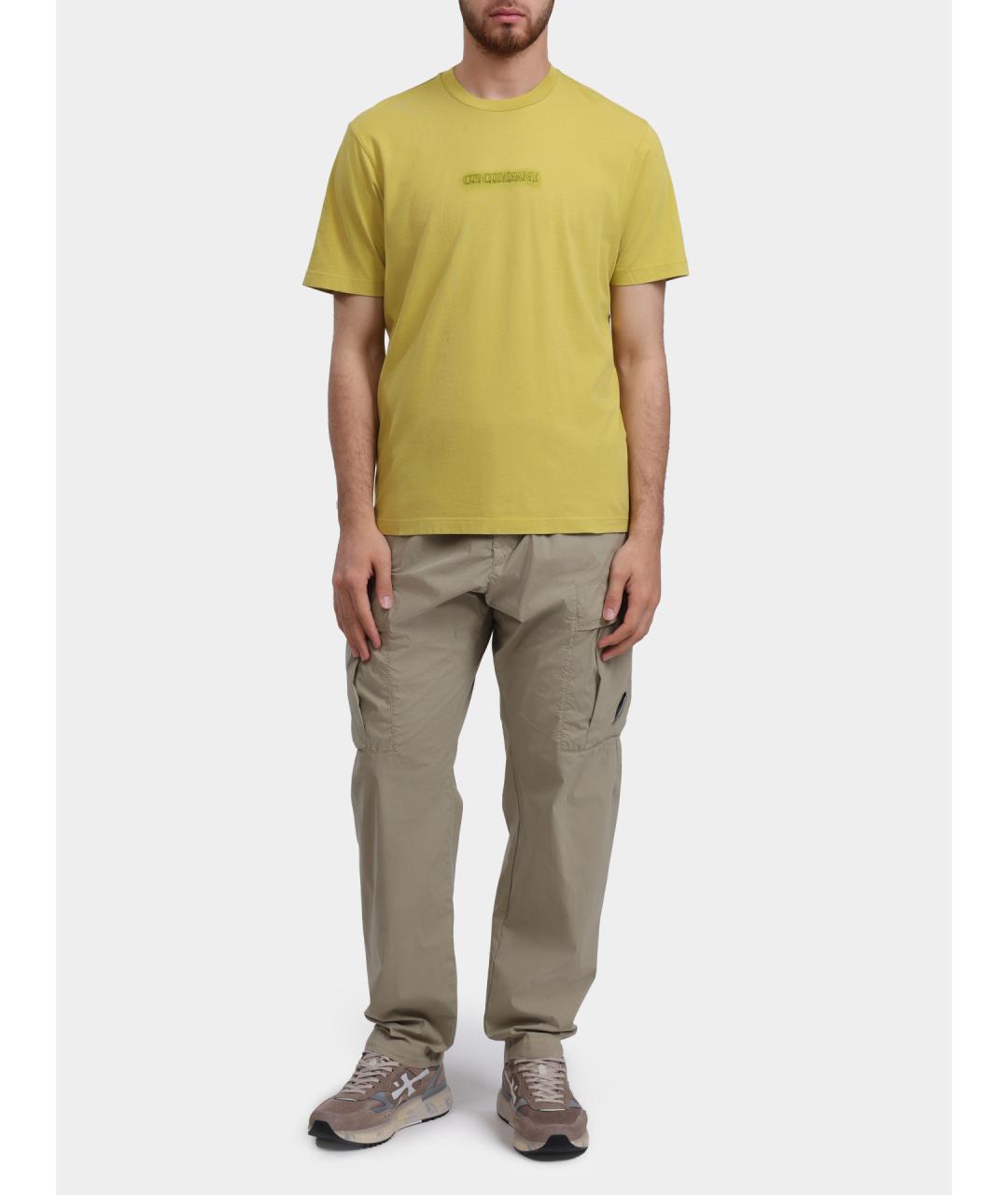 CP COMPANY Желтая хлопковая футболка, фото 2