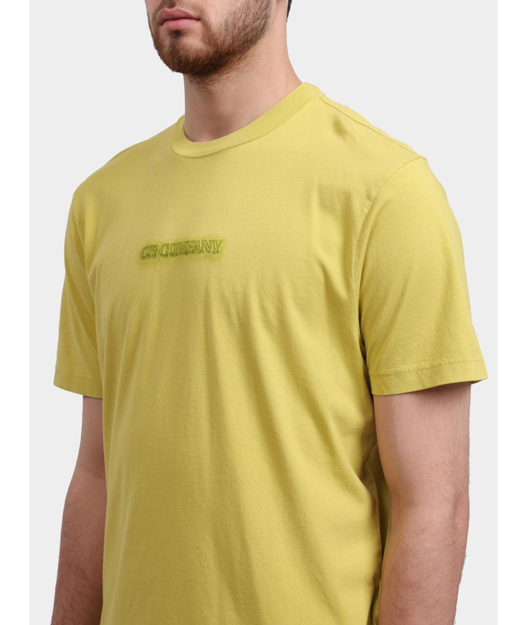 CP COMPANY Желтая хлопковая футболка, фото 3