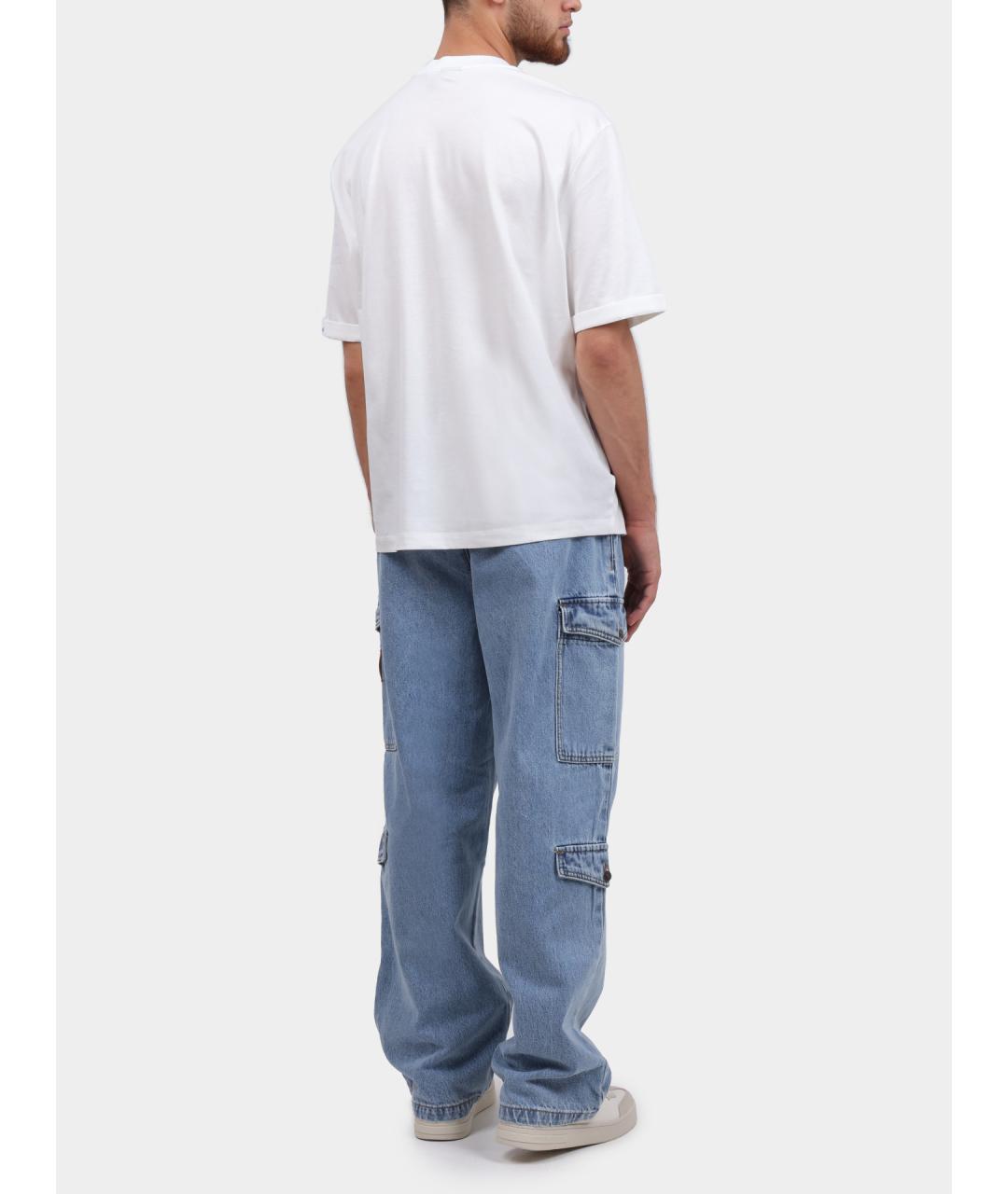 ARMANI EXCHANGE Голубые хлопковые прямые джинсы, фото 5