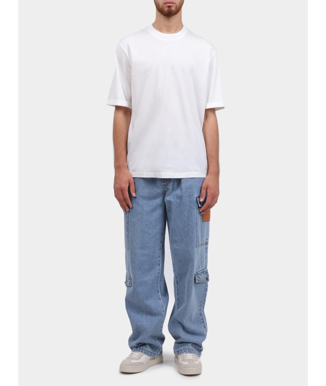 ARMANI EXCHANGE Голубые хлопковые прямые джинсы, фото 2