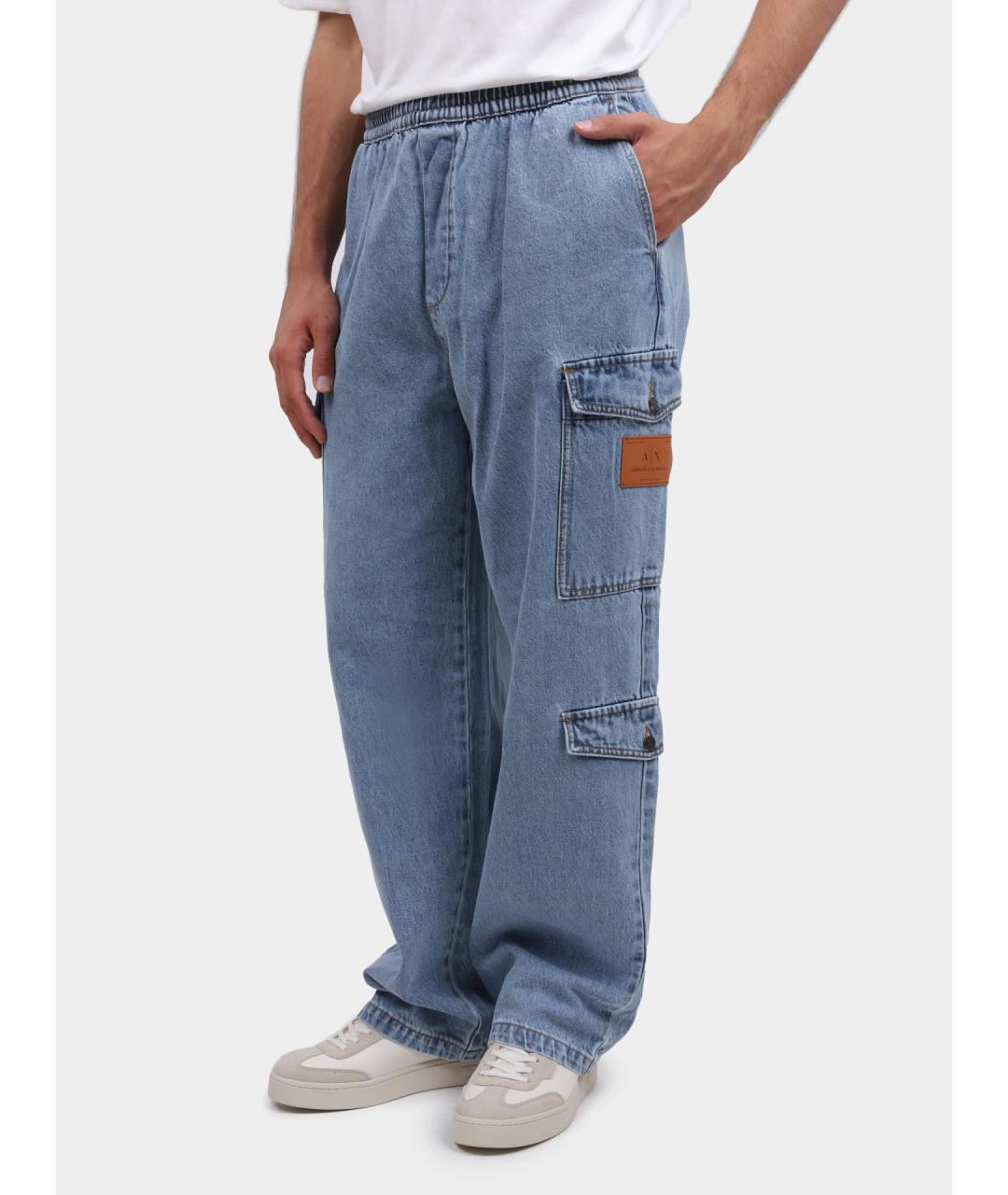 ARMANI EXCHANGE Голубые хлопковые прямые джинсы, фото 4