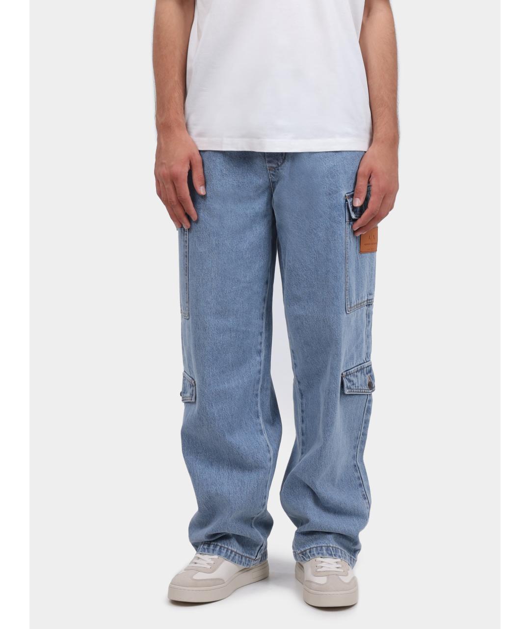 ARMANI EXCHANGE Голубые хлопковые прямые джинсы, фото 6
