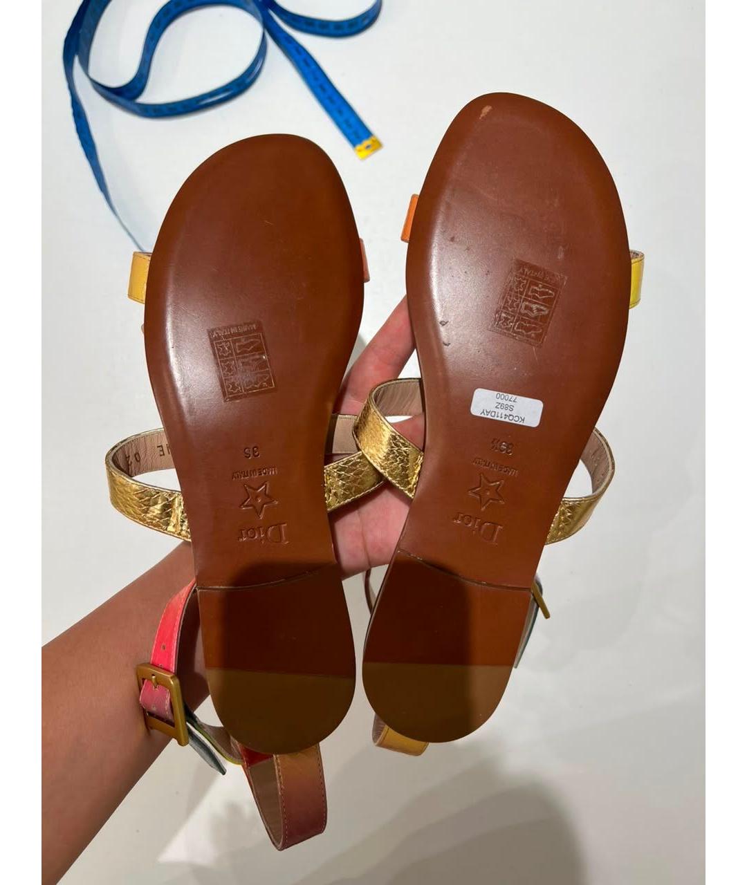 CHRISTIAN DIOR Мульти кожаные сандалии, фото 7