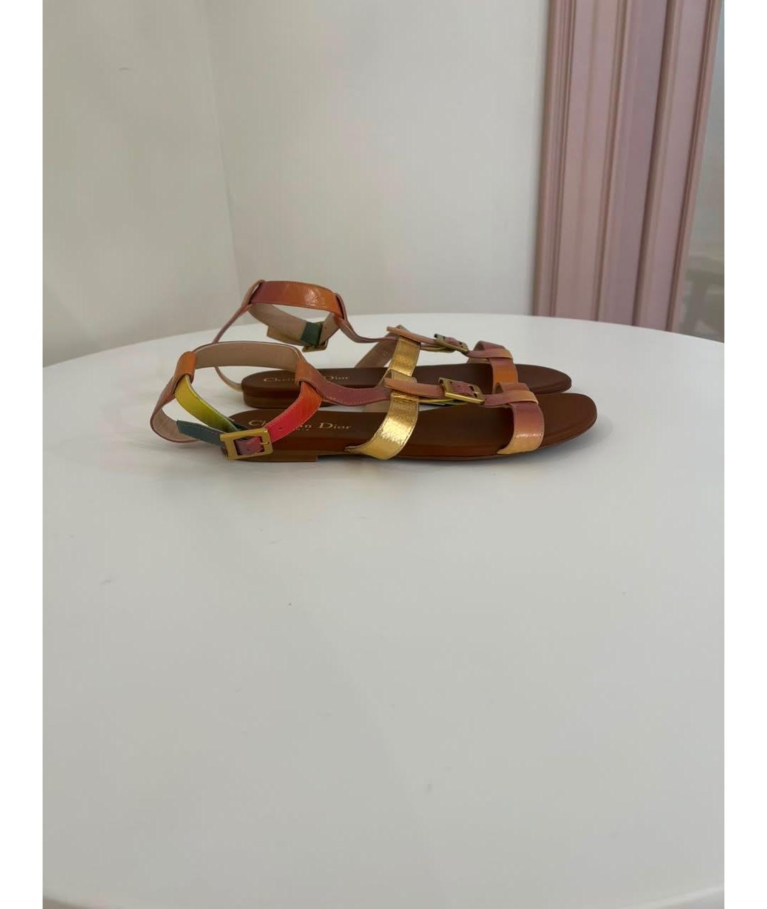 CHRISTIAN DIOR Мульти кожаные сандалии, фото 8