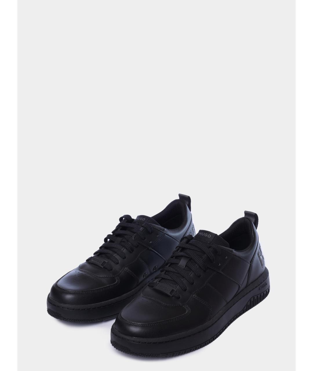 HUGO BOSS Черные низкие кроссовки / кеды из искусственной кожи, фото 2