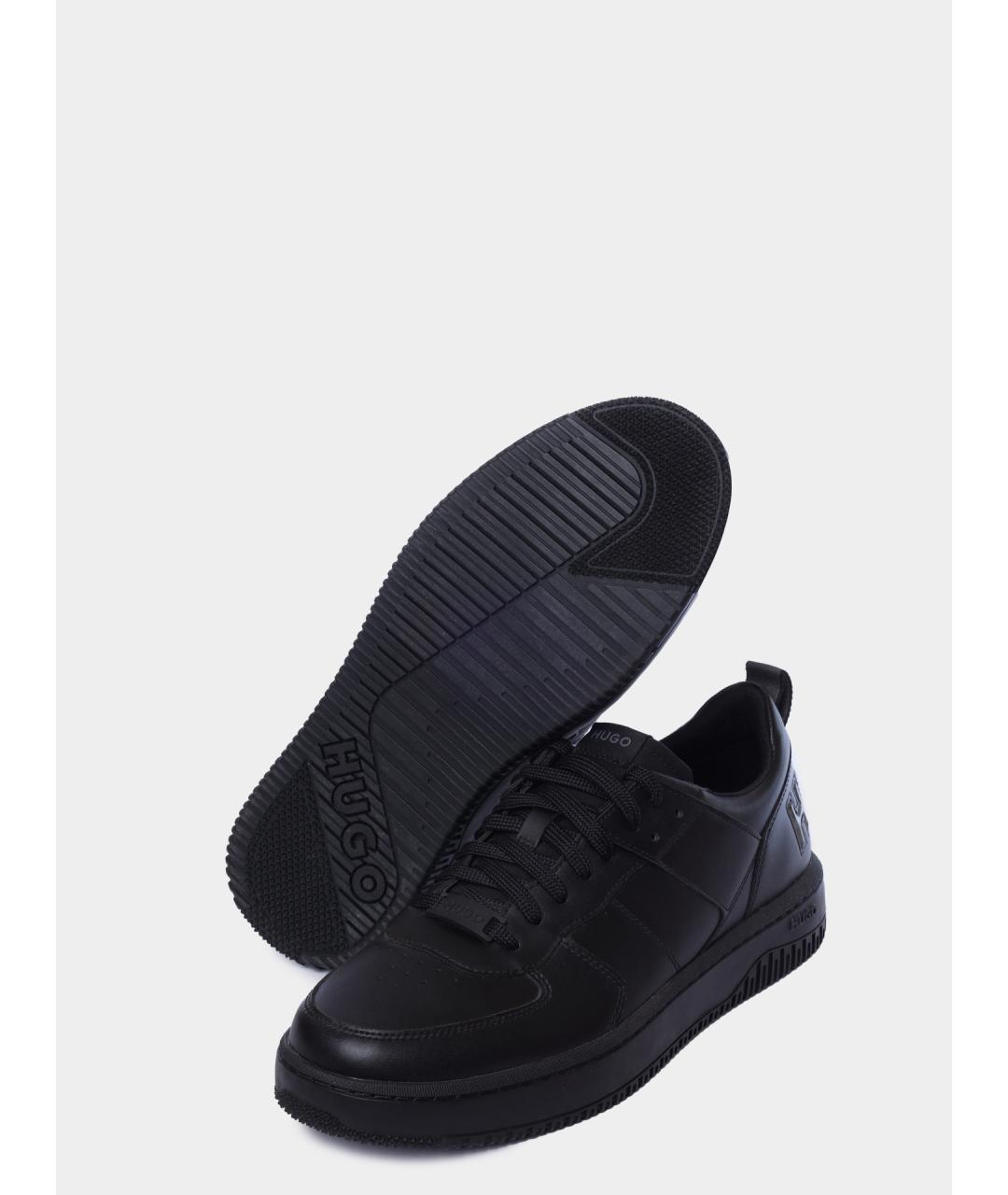 HUGO BOSS Черные низкие кроссовки / кеды из искусственной кожи, фото 3