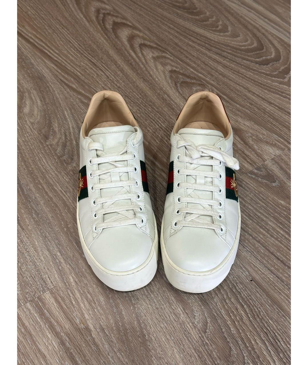 GUCCI Белые кожаные кеды, фото 2