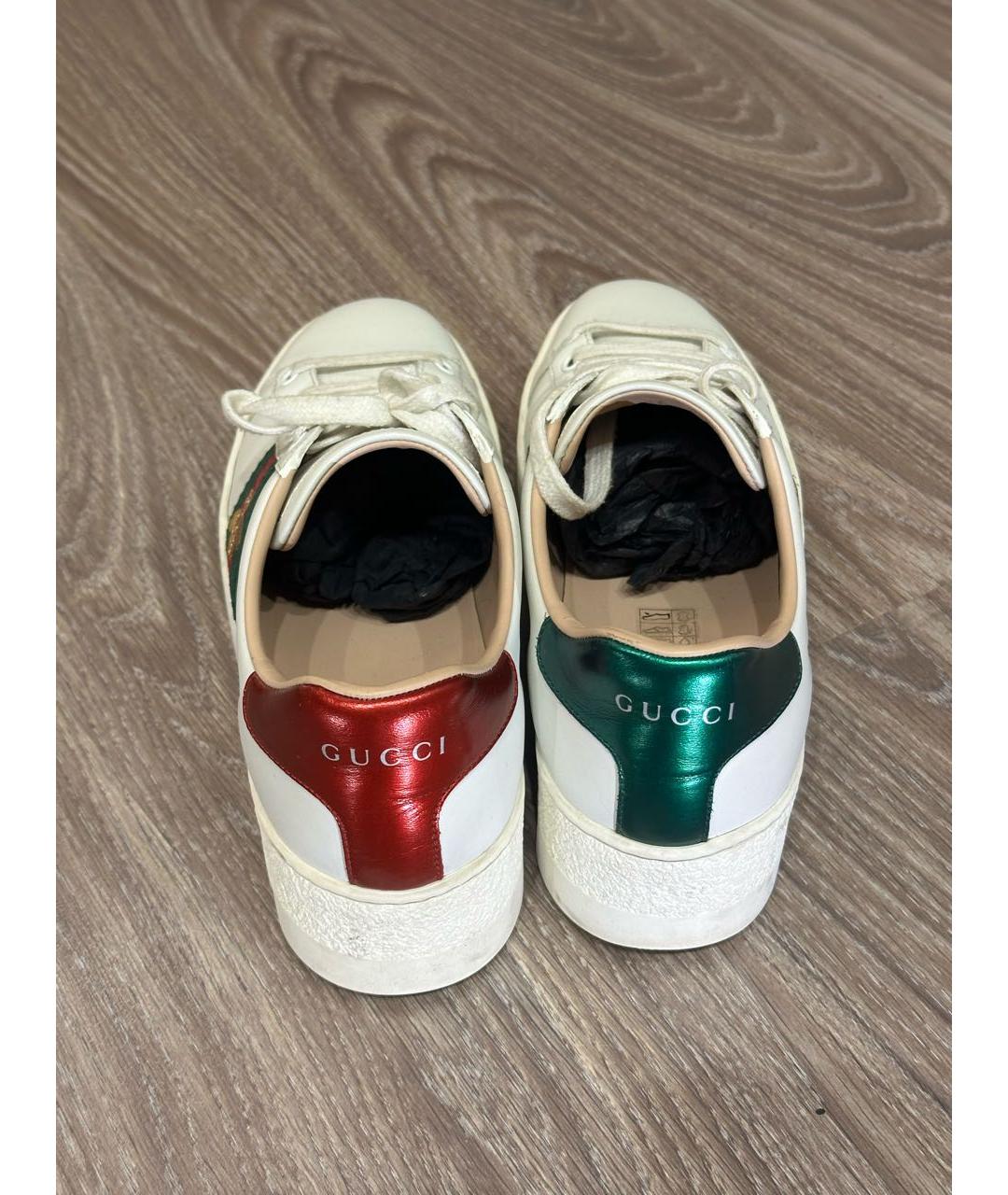 GUCCI Белые кожаные кеды, фото 4