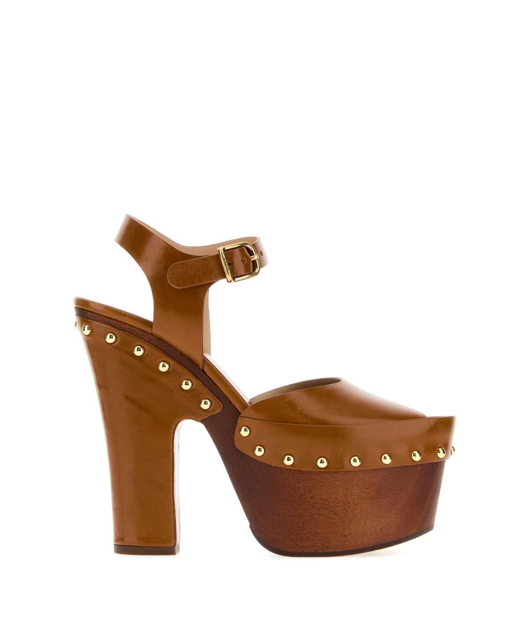CHLOE Коричневые кожаные босоножки, фото 1