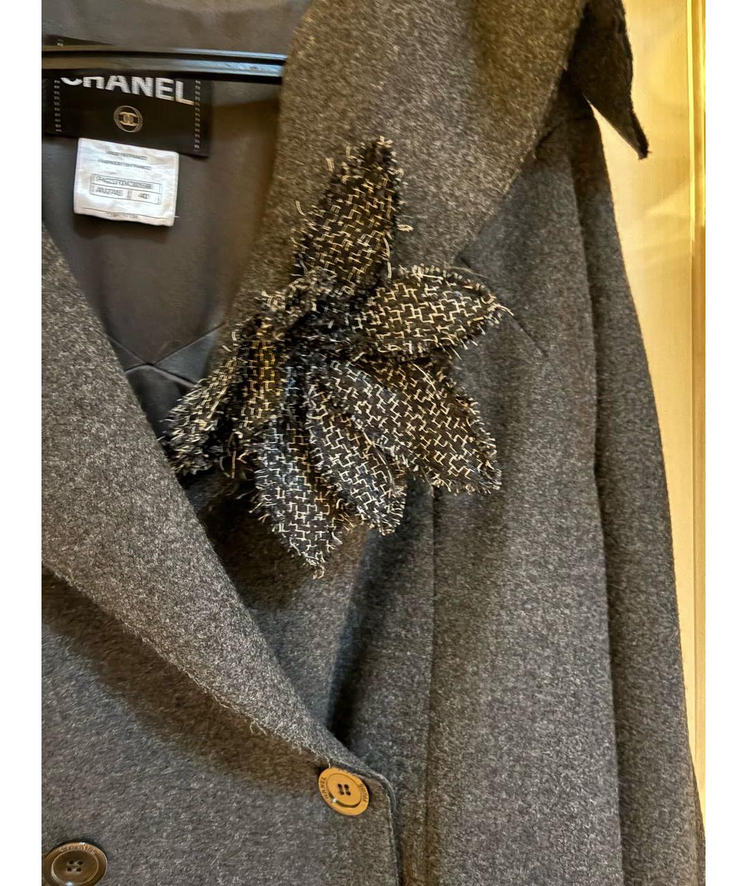 CHANEL Черное шерстяное пальто, фото 4
