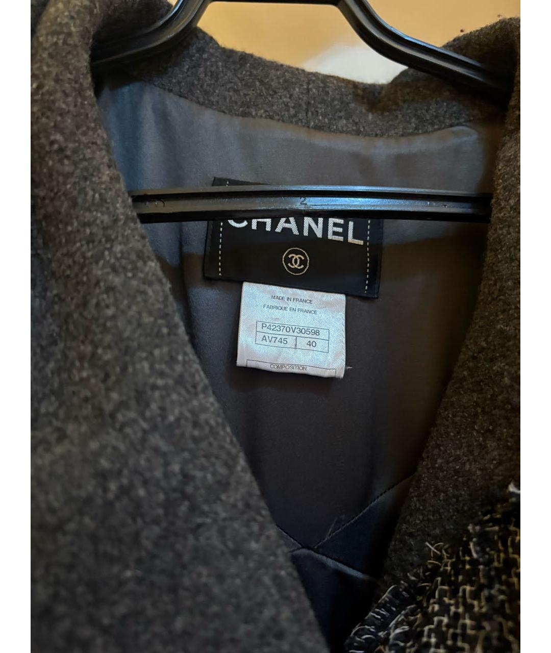 CHANEL Черное шерстяное пальто, фото 3