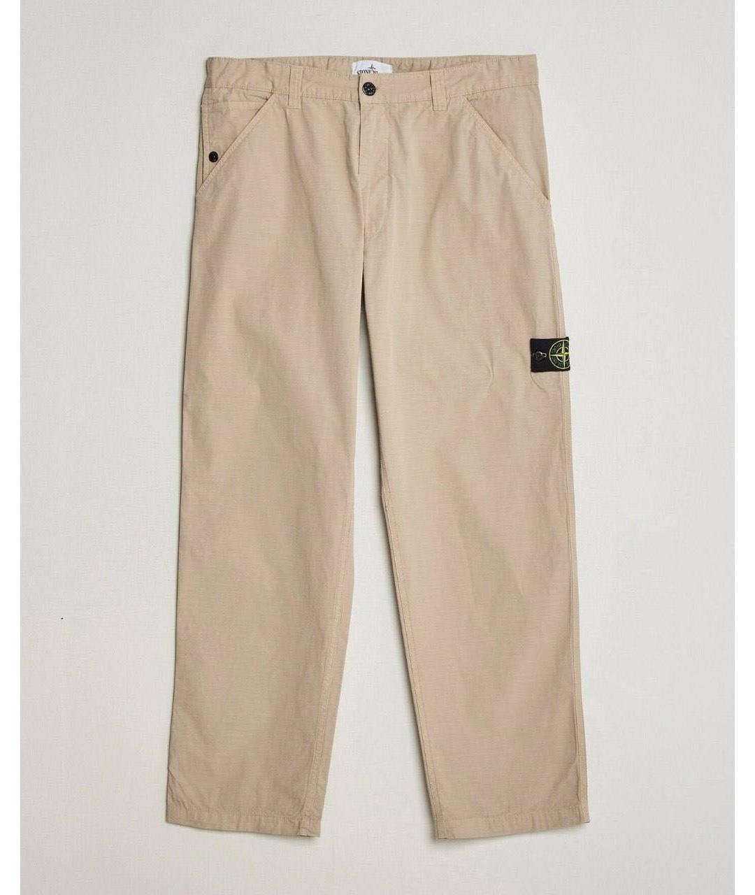 STONE ISLAND Бежевые хлопковые повседневные брюки, фото 9