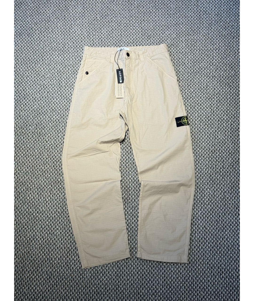 STONE ISLAND Бежевые хлопковые повседневные брюки, фото 5