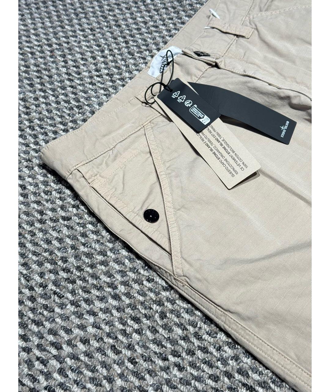 STONE ISLAND Бежевые хлопковые повседневные брюки, фото 7