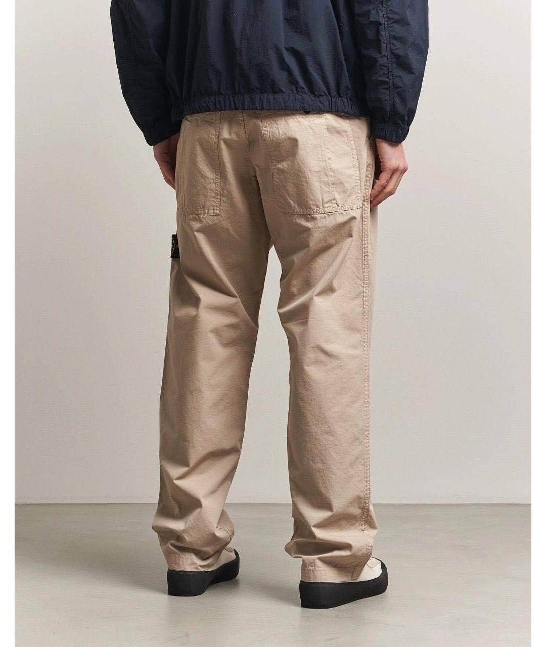 STONE ISLAND Бежевые хлопковые повседневные брюки, фото 3