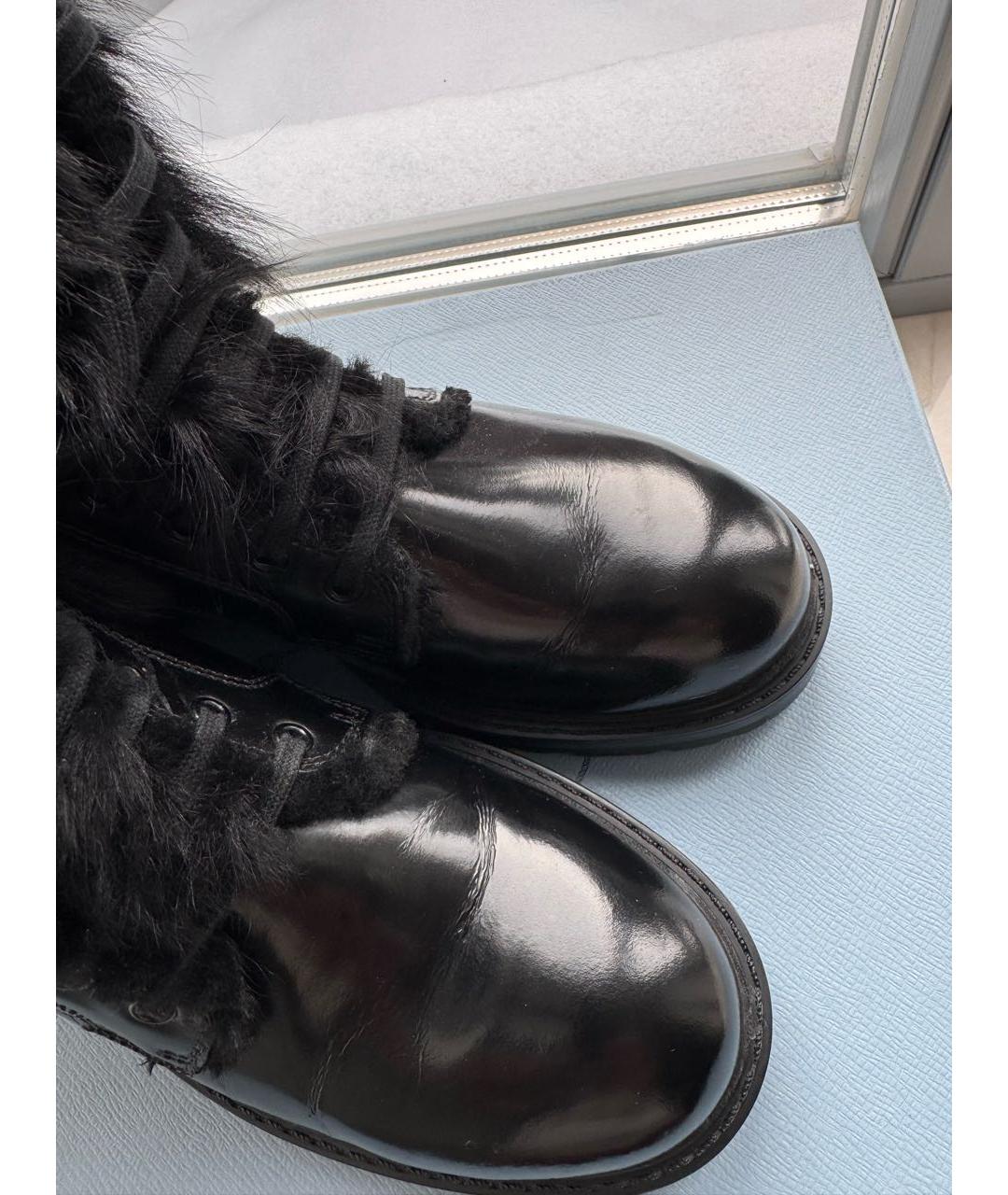 PRADA Черные кожаные ботинки, фото 4