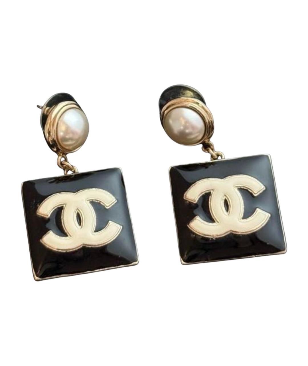 CHANEL Черные металлические серьги, фото 1