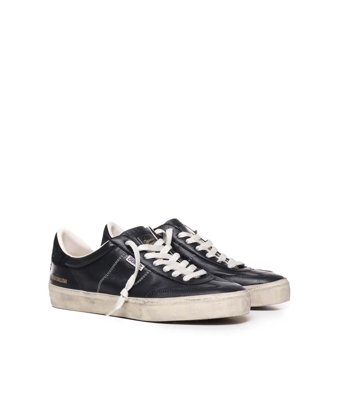 GOLDEN GOOSE Черные кожаные низкие кроссовки / кеды, фото 3