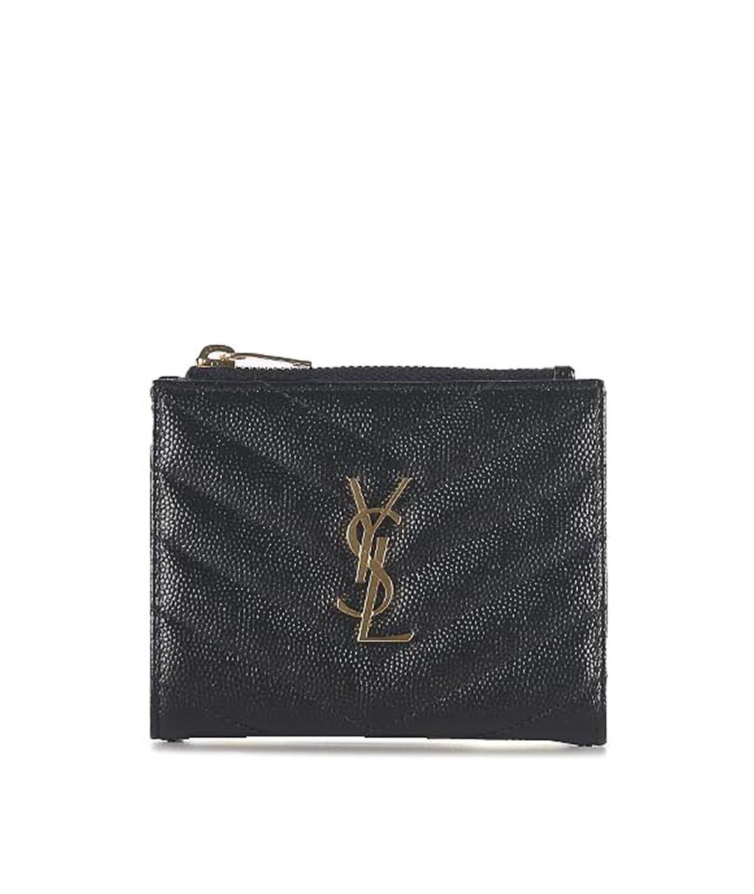 SAINT LAURENT Черный кожаный кошелек, фото 1