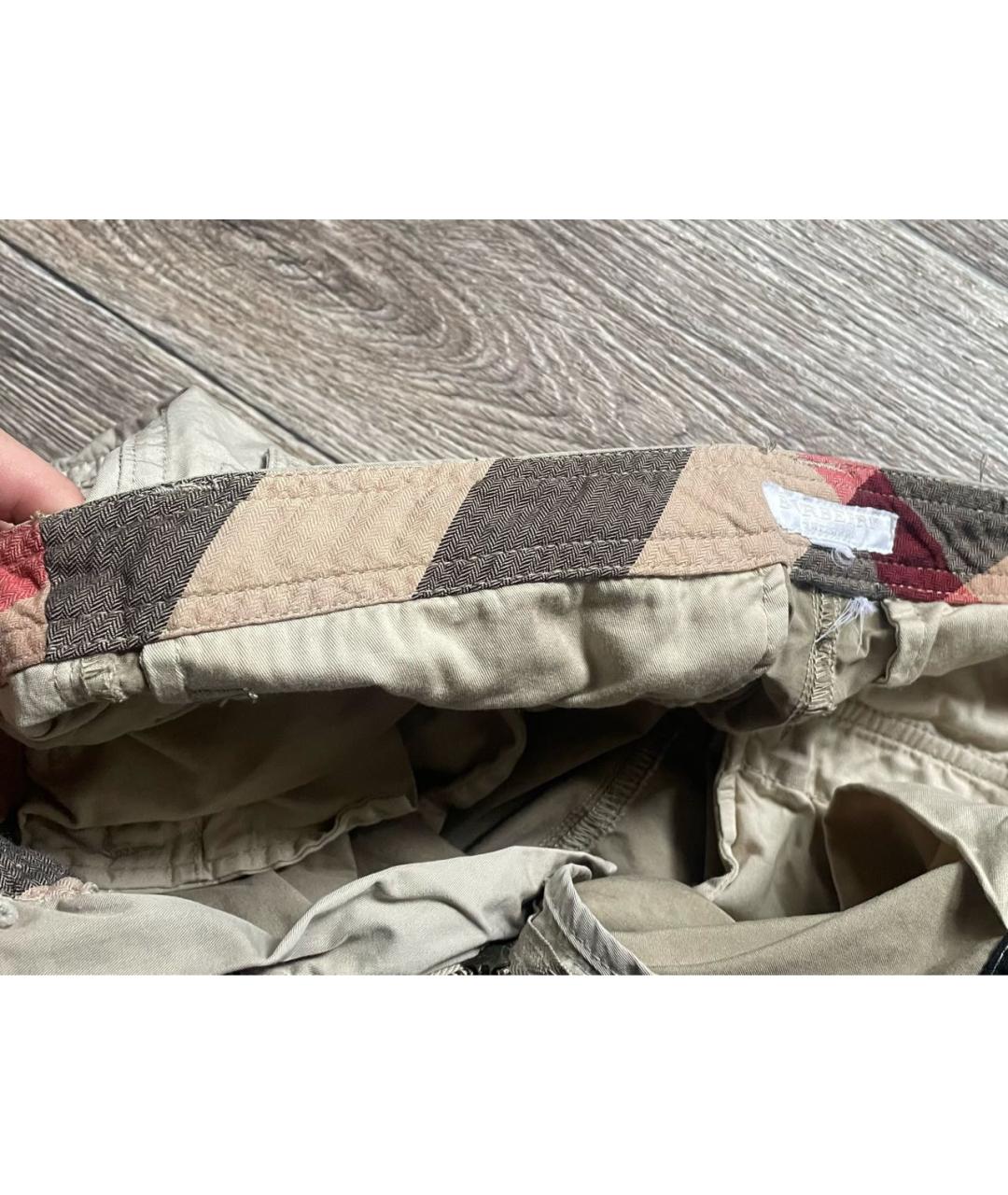 BURBERRY Бежевые хлопковые брюки и шорты, фото 3