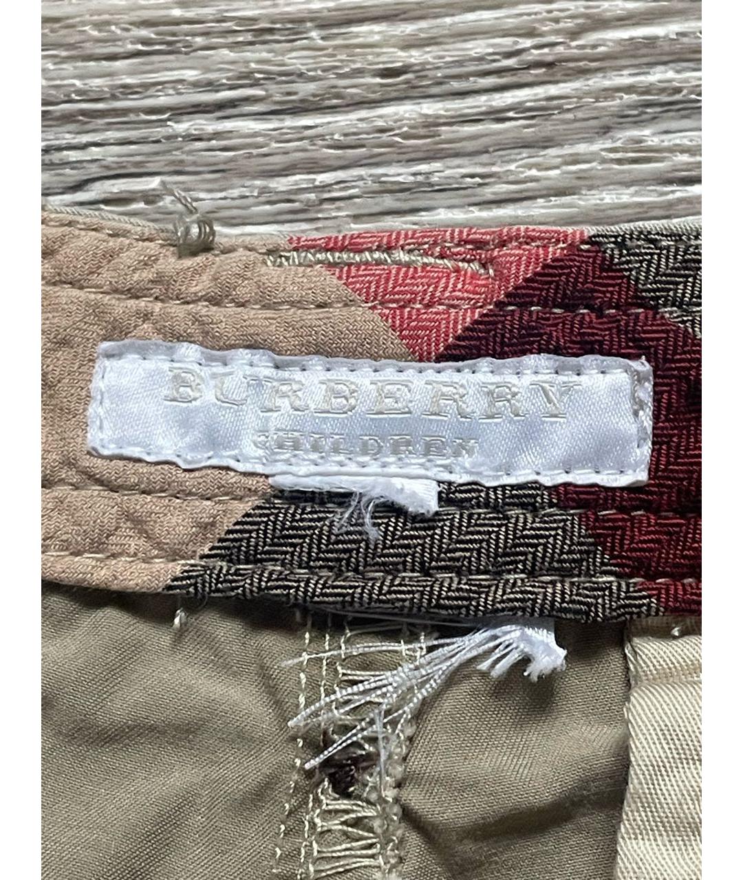 BURBERRY Бежевые хлопковые брюки и шорты, фото 5