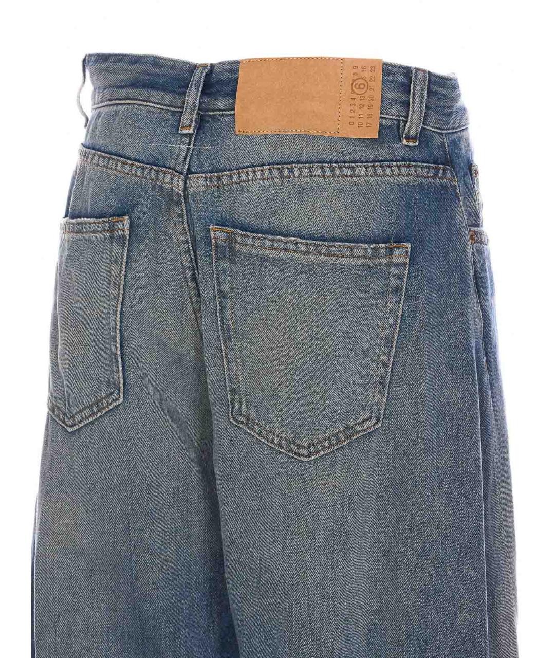 MM6 MAISON MARGIELA Синие хлопковые джинсы клеш, фото 3