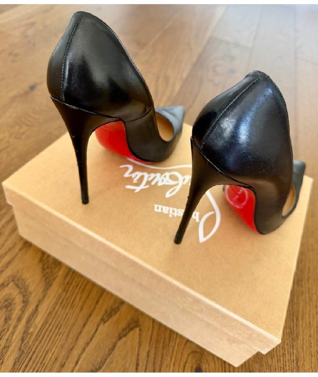 CHRISTIAN LOUBOUTIN Черные кожаные туфли, фото 3