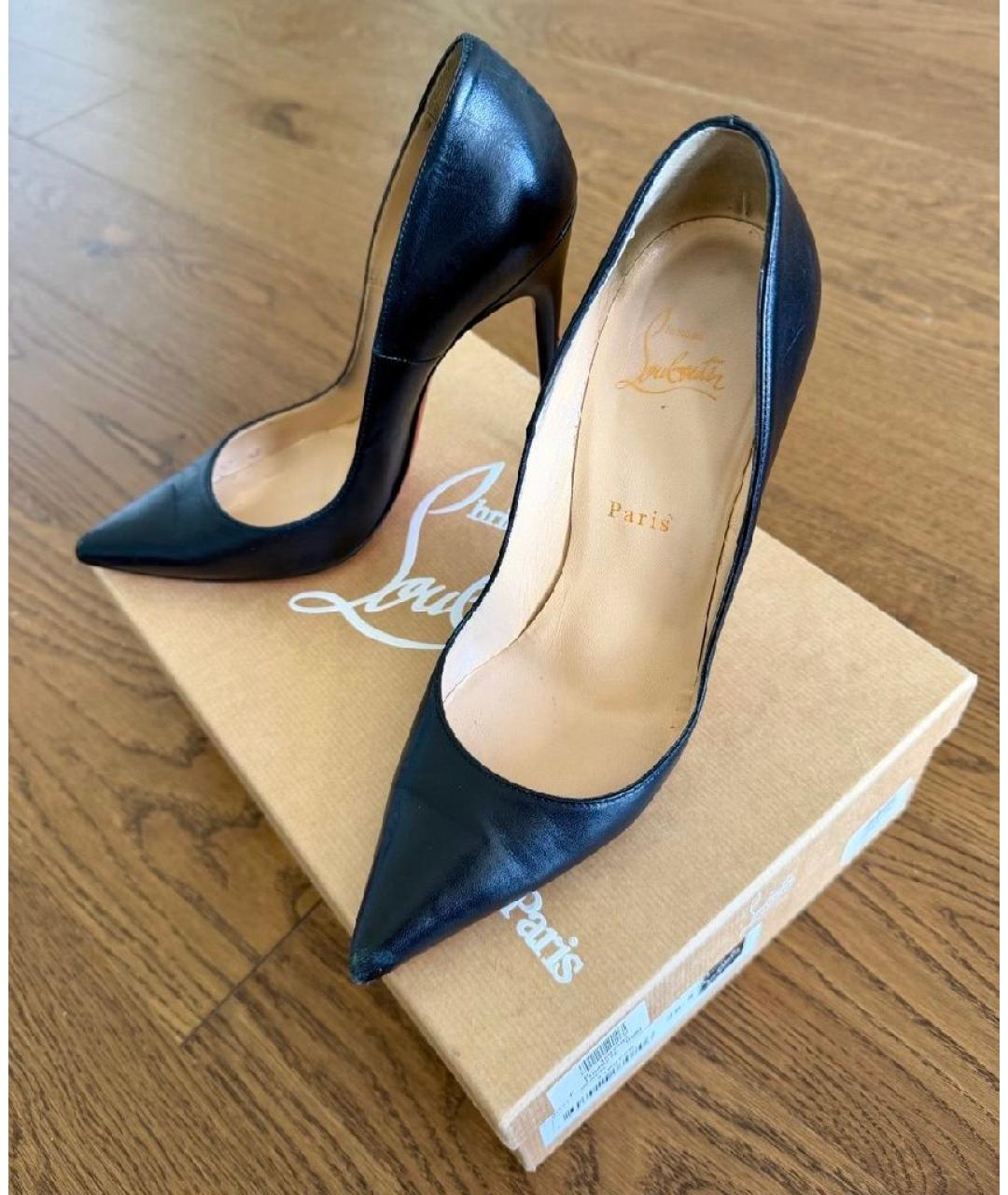 CHRISTIAN LOUBOUTIN Черные кожаные туфли, фото 2
