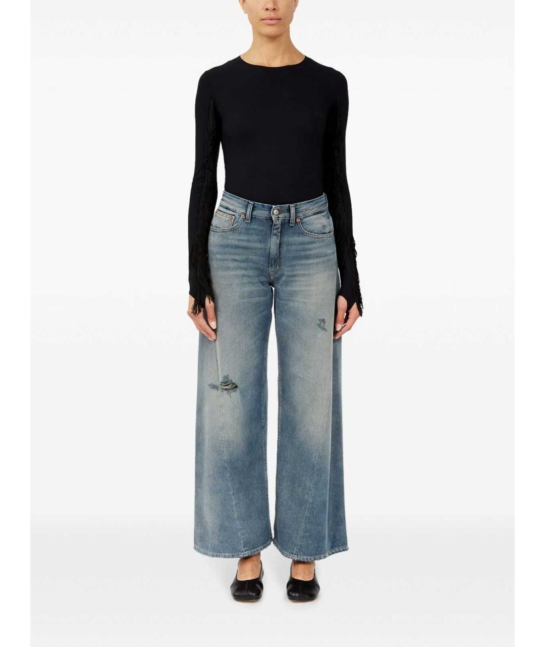 MM6 MAISON MARGIELA Синие хлопковые джинсы клеш, фото 4